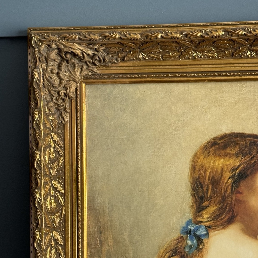 The New Dress Edwin Long 24x30 Carved Gold Frame Linen Canvas Glazed Portrait - Picture 5 of 10